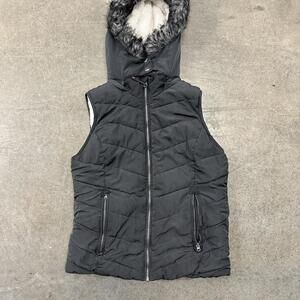 Vintage Y2K Grey Fur Puffer Vest Size Small